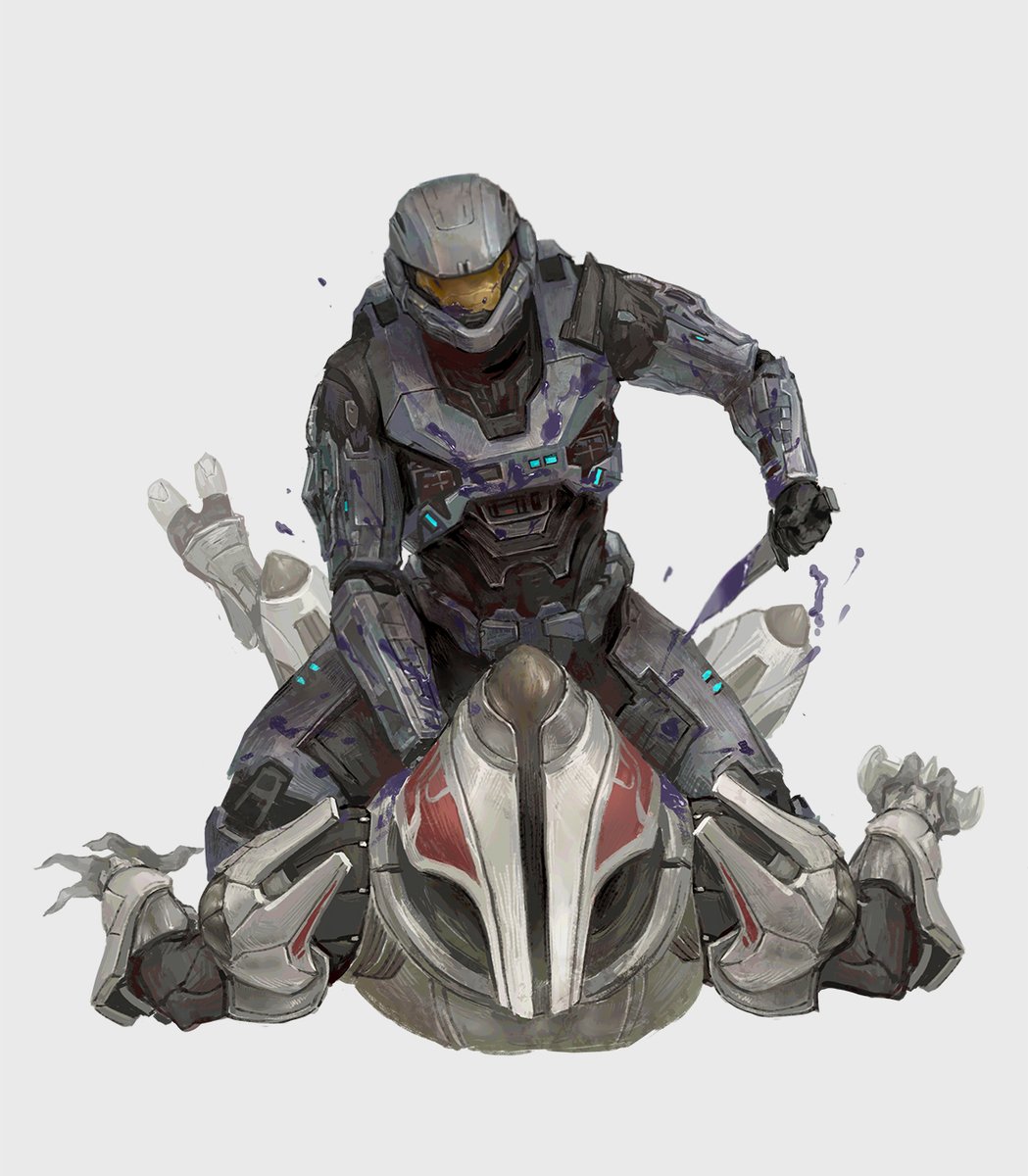 An old illustration, Noble 6 killing an elite ultra. #Halo #HaloSpotlight
