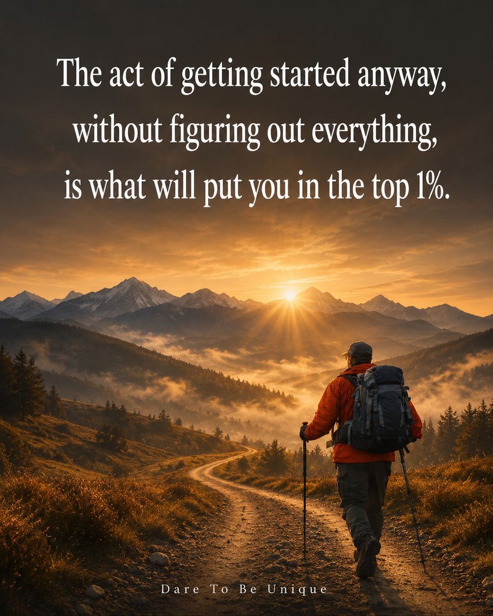 The act of getting started anyway, without figuring out everything, is what will put you in the top 1%. #getstarted #saynotoprocrastination #diverightin