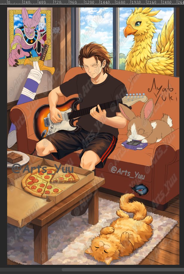 Arts_Yuu's tweet photo. Artwork completed, some progress on the painting
#art #digitalart #artist #artwork #draw #dawing #arte #desenho #wip #dragonball #anime #artista #artedigital #rock #finalfantasy #finalfantasytactics #cat #bunny #gato #chocobo #pintando #paiting #guitar #beerus #gameboy #Flamengo https://t.co/Fl4OC5dZOu