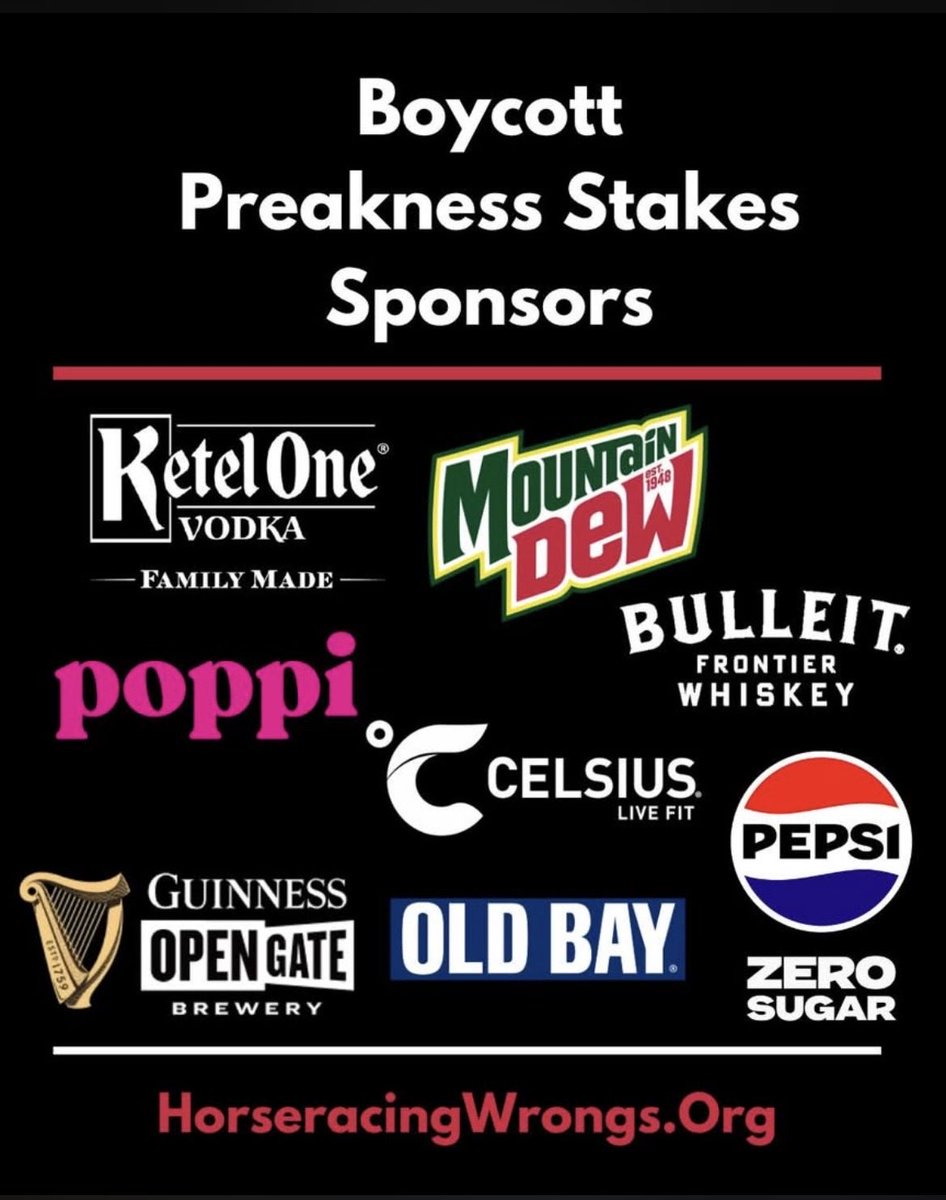 racingwrongs's tweet photo. These companies are sponsors of the 2026 #PreaknessStakes a #TripleCrown jewel built on exploitation, suffering &amp; the deaths of countless horses. There is no ethical justification for partnering w/#AnimalCruelty Hold these brands accountable &amp; demand they cut ties w/ horseracing https://t.co/vfTUOl0sbn