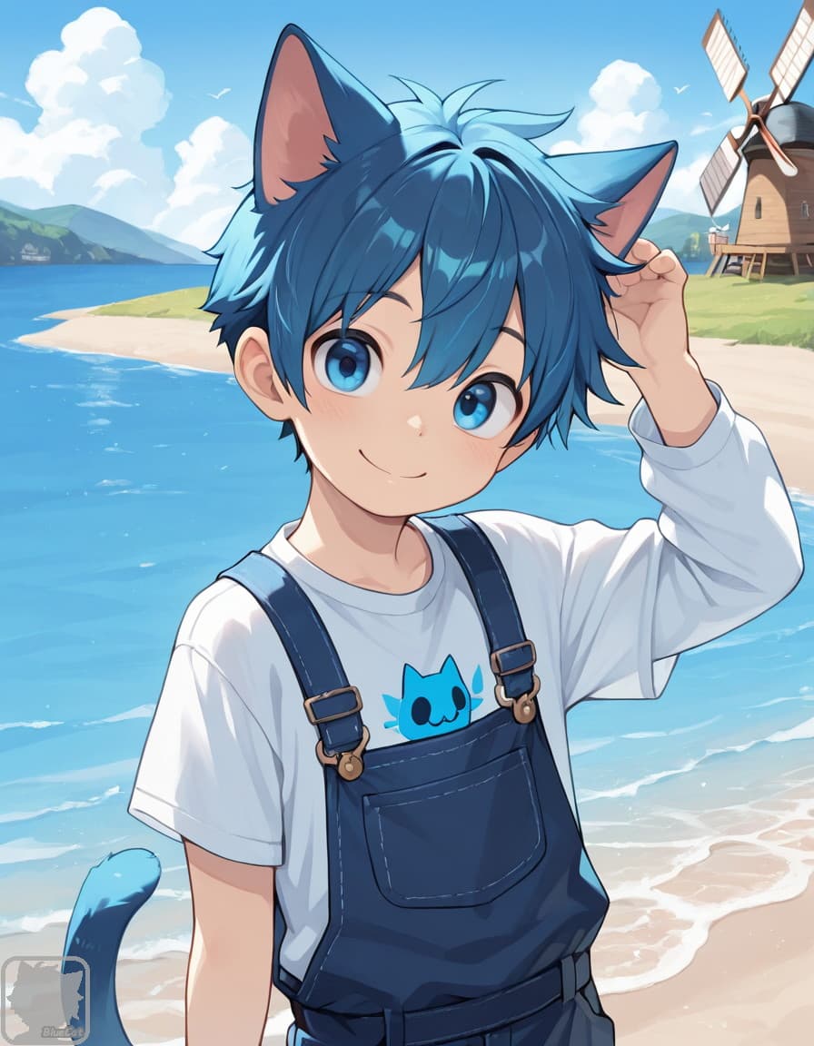 碧あお様　オーダーページ あおねこくんにオーバーオールを着てもらったよ！