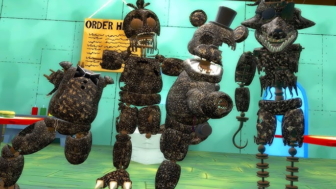 DogmaKat's tweet photo. EN GENERAL ¿como es que estos animatronicos te podian matar? Si apenas podian moverse XD (viendolos en las camaras), el unico comprensible seria Foxy porque esta "casi" entero, pero igual, sigue estando quemadisimo ☠️. https://t.co/MpBs7RKE9f