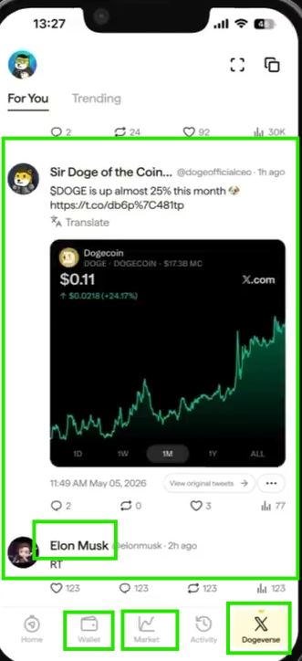 Army_Cryptos's tweet photo. MyDoge V3 :

- Return of the Dogeverse Feed, directly linked to X 
- Multisig Wallet: you’ll be able to hold any 
- Cryptocurrency / NFT Market: buy any cryptocurrency directly 
- And more

The similarities with XMoney are becoming very noticeable. I wouldn’t be surprised if we see a fusion in the future, or at least the use of the MyDogev3 base to significantly improve XMoney.

dogecoin:native 

@dogeofficialceo @MyDoge @cb_doge