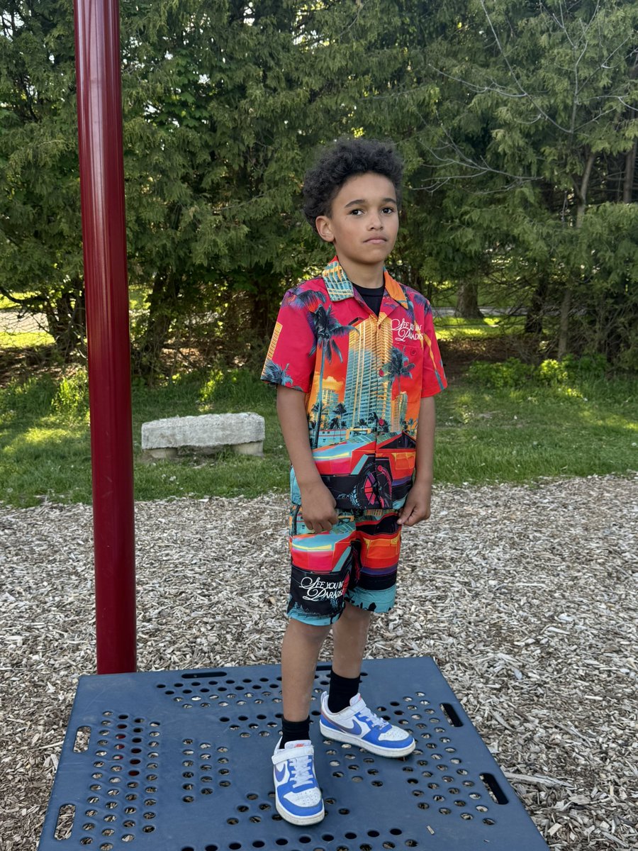schnaity's tweet photo. I think our son is feeling a little confident in his new @jcdenimbrand drip. https://t.co/v6xE6gMXzQ