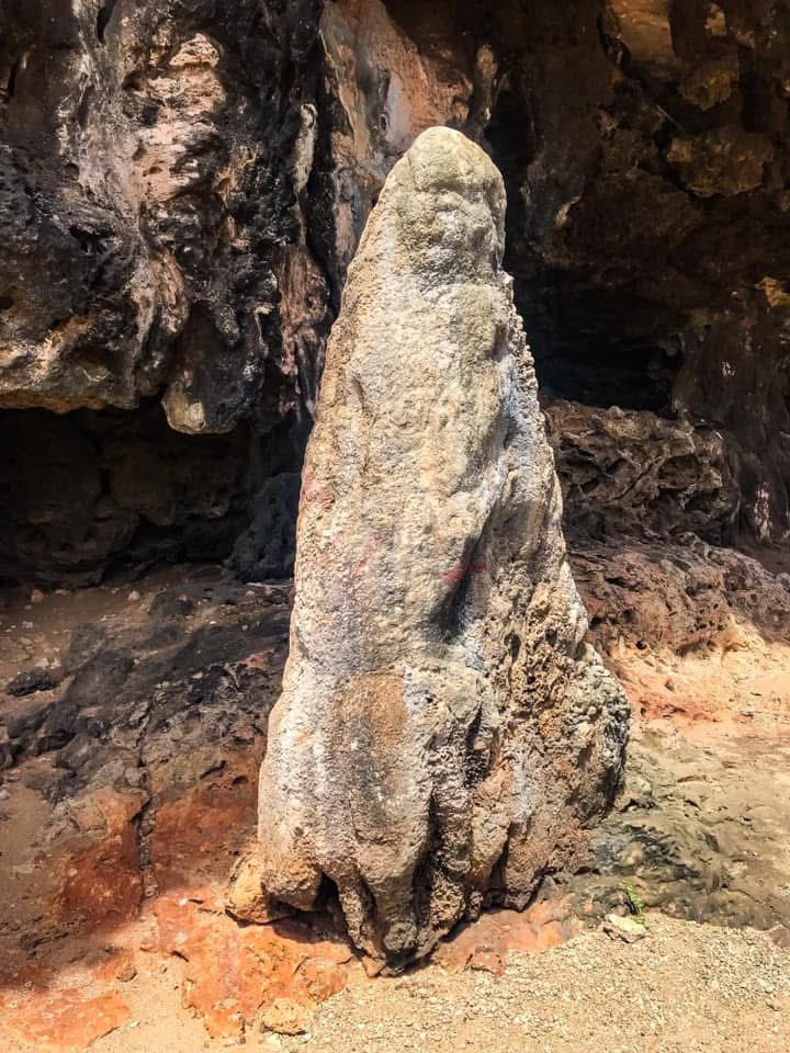 HeatherLArnold's tweet photo. Just outside the entrance of a very sacred cave site on the Caribbean island of Bonaire, is a monolith of limestone carved into a female form. She wears a shroud, and has a visible face and hair. Her feminine presence guards a long forgotten star map pictograph panel within the cave which depicts the skies as they looked over the island of Bonaire at least 5,000 years ago. She is still revered by the local population, with offerings sometimes being left at her feet. She is referred to as the “Divine Mother,” and is upwards of 12 feet tall. 

Within the cave are many cupules, as well as more female faces carved into stalagmites and adorned with cup marks. Many sacred places in Aruba and Curaçao also have carved female figures and cupules, mostly located at pictograph sites. 

It is my belief that this cave, and its ancient feminine details further show the Giants’ reverence of the female in the form of the Divine Feminine, and ultimately the existence of a matriarchal society.

#MothersDay #Bonaire #Giants