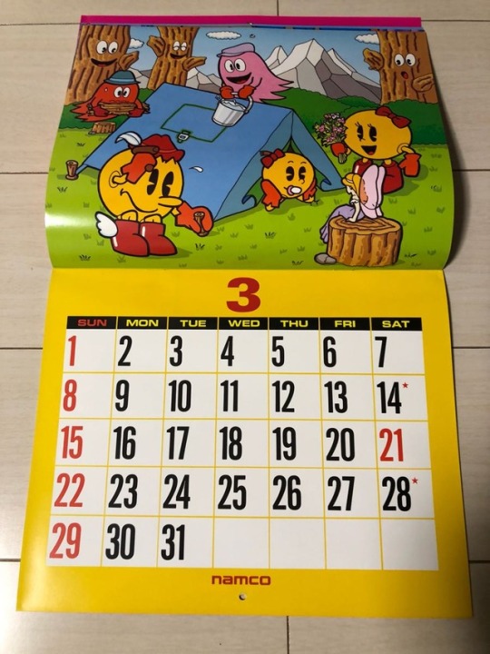 ナムコ　1987年 カレンダー これは1987年のナムコのカレンダー 3月の原画（白黒）