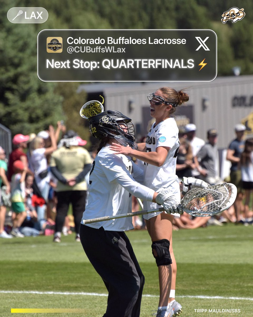 sbs_cu's tweet photo. BUFFS ARE MOVING ON TO THE QUARTERFINALS FOR THE FIRST TIME IN PROGRAM HISTORY‼️

@CUBuffsWLax https://t.co/CNI2I46HXN