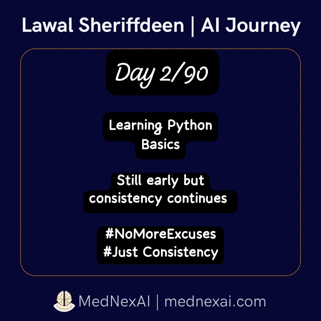adeblaw's tweet photo. Day 2/90
Python basics today; small steps every day.
#DataScienceJourney https://t.co/QkpXjMkO2b
