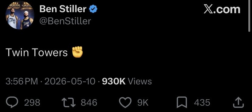 Hollyweird actor Ben Stiller just tweeted this…

Very strange