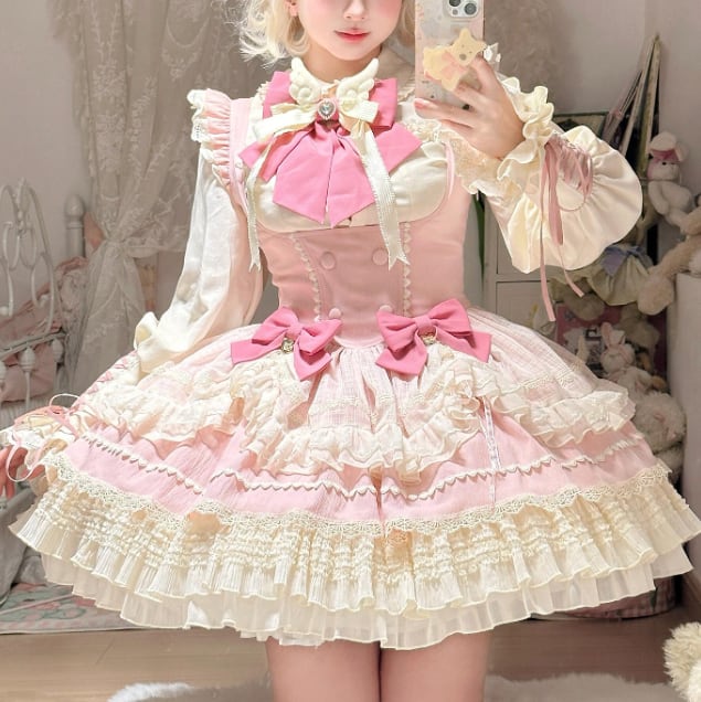 ゆめかわ‧✧̣̥̇‧セット 2/14まで 天使のリボン付きアイドルセットアップ💖