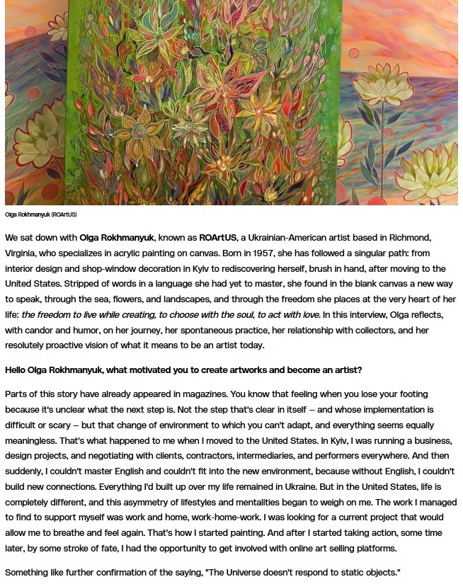 RO_Art_US's tweet photo. Hello friends,

My ROArtUS artist interview for ArtMajeur magazine was recently published 😍

https://t.co/W3F26PUL4u

@artmajeur  

#artmajeur #artistsatwork #artistinterview
#painting @RO_ART_US #ROArtUS #RO_ART_US https://t.co/fGN09K1IZ2