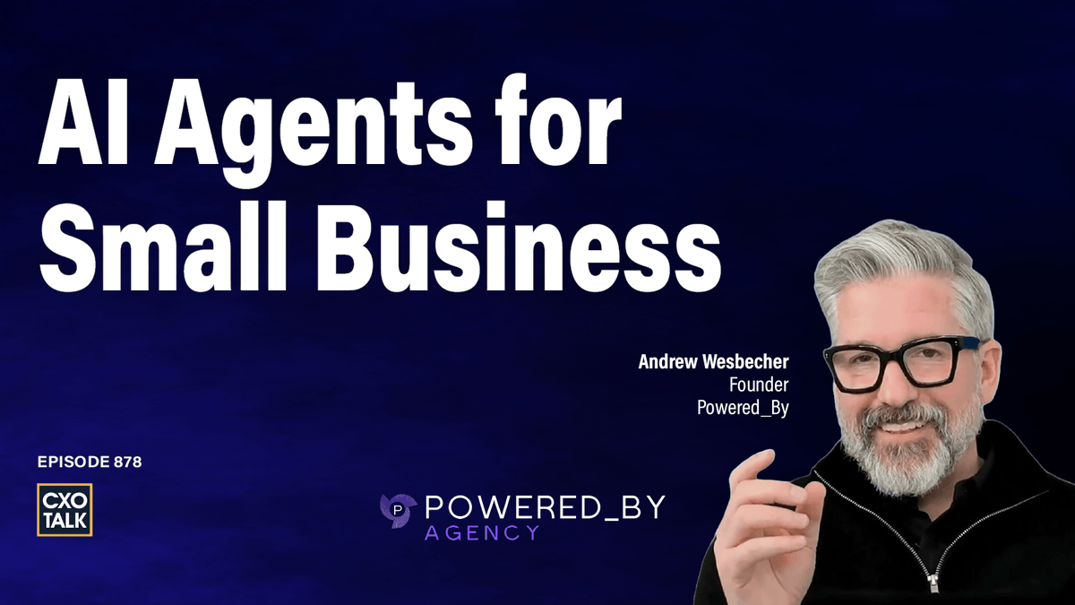 cxotalk's tweet image. AI Aagents Ex.2. An auto dealership w 35 in-state locations + ~2,500 sales leads in its CRM can have #AIAgents automate contacting all sales prospects thru email + text about a sales event.
-- Andrew Wesbecher, fndr, @PoweredByAgency
cxotalk.com/episode/ai-age…

#CXOTalk
#SMB