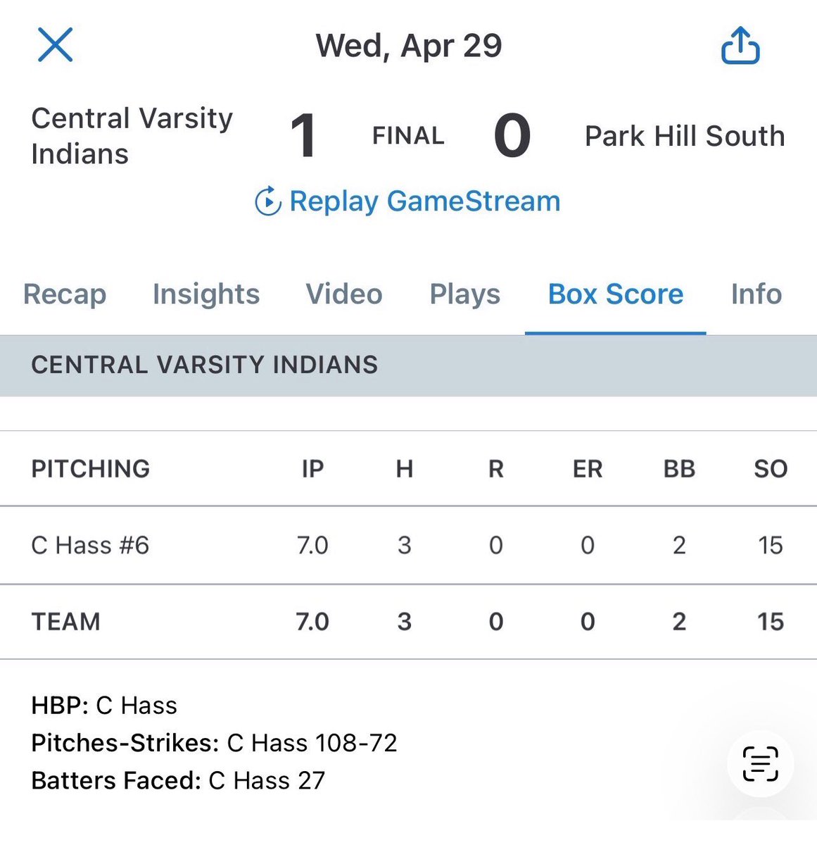 ColeHass08's tweet photo. Great week on the mound 

1-0 victory against Park Hill South
7 innings pitched (complete game)
27 BF, 15 Strikeouts
3 hits, 2 BB
@MarekAcademy @Bradyholden_2 @BUncommitted @pbtscouting @PG_Scouting https://t.co/EkDLpXYyUR