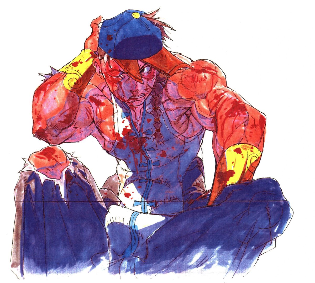 YamamotoElios's tweet image. Yun's lose screen artwork by Kinu Nishimura (Street Fighter III: New Generation)

#Streetfighter #CAPCOM #artwork #illustration