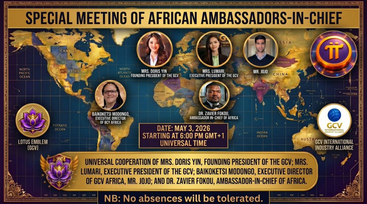 PurpleLotusGCV's tweet photo. OPENING SPEECH OF DR. ZAVIER FOKOU Chief Ambassador of the GCV Movement for Africa

Madam Founder President of the GCV Movement,

Madam Global Executive Director of the GCV Movement,

Mr Global GCV Vice Chair,

Madam Executive Director GCV Africa

My dear Chief Ambassadors of the sub-regions,

My dear National Ambassadors,

It is with a heart both humble and resolute that I speak before you for the first time in my capacity as Chief Ambassador of the GCV Movement for Africa. Humble, because I know that every title carries a responsibility that one never bears alone. Resolute, because I also know that time waits no longer. Africa, our Afrance, has waited long enough.

I have not come here to impress you with learned words or empty promises. I come to speak to you as one speaks to brothers and sisters in combat, to beings of flesh and fire who, like me, understood before many others that Pi Network is not a simple application, not a pastime, not a lottery. Pi Network is a promise of freedom, and GCV is its cornerstone.

Before going further, allow me to invite you to a brief inner pause. Ask yourselves this question, sincerely:

"Since I have been in this movement, have I truly worked to my full measure? Or have I sometimes relied on others, on the Core Team, on technology, on luck?"

I do not ask you this question to overwhelm you. I ask it because a great leader never mistreats his troops, but neither does he flatter them. He looks them in the eyes, he reminds them of their greatness, and he asks them what they are still waiting for to rise.

You are the senior leaders of our movement in Africa. And a senior leader does not merely transmit instructions. He inspires, he trains, he corrects with love, he goes into the field where leaders and pioneers doubt, where merchants hesitate, where ignorance still wreaks havoc.

Allow me to tell you, in a loud and intelligible voice, that our mission for this year is clear, and our roadmap is also very precise.

Let us look together at our three pillars. They are not pious wishes. They are our backbone.

First: activate the Pi currency through GCV commerce.

This means that you and I will identify, train, and support merchants not tomorrow, not next week, but now. Every small shop that accepts Pi is a victory. Every citizen who can exchange their trust for a real good is a silent revolution.

Second: massively teach the works of Madame Doris Yin.

I say this with absolute conviction: without education, we are nothing. The Mainnet will not open through a magic button. It will open because millions of pioneers will have understood, thanks to you, that Pi is not to be sold it is to be used. You will therefore become teachers. Not lecturing moralists, mind you, but enlightening guides. The white paper, the pioneer handbook, the teachings of our Founder all of this must become the daily breath of your communities.

Third: rigorously submit monthly reports.

I do not want inflated reports meant to look pretty. I want sincere reports that show where we have advanced and where we have stumbled. Transparency must be our strength, and regularity, our discipline. If we hide our weaknesses, we will never heal them.

Furthermore, we must understand that teamwork is not an option for us it is our only way forward.

I say this without detour: none of us will succeed alone. Neither I with my titles, nor you with your responsibilities. We need collective intelligence. We need each person to give their best, but also to reach out to the one who struggles.

True team spirit is not a poster hung on a wall. It is a phone call made to a colleague going through a dark patch. It is a training session organized between neighboring countries. It is a message of encouragement sent to pioneers who have lost faith.

I count on you, yes. But even more, I count on the bond you will weave among yourselves. Because when a team truly stands together, it becomes an army that nothing can stop.

Finally, I will tell you: let us never forget for whom we work.

We do not work for ourselves. We do not work for a title. We work for millions of anonymous pioneers who rise every day, click a button with hope, and sometimes wonder if any of this will ever make sense. These men and women — your neighbors, your parents, your fellow citizens — are waiting for us to show them the way.

The education you will offer them, the confidence you will instill in them, the commerce you will build with them — this is our true legacy. Not numbers, not prices, but transformed lives. This is exactly whom we work for.

A final word, in truth.

I have never claimed to be a perfect leader. I learn, and I sometimes fumble. But one thing is certain: I will spare neither my time, nor my energy, nor my heart. I will be by your side, not above you. I will support you when you stumble. I will congratulate you when you succeed. And I will hold you accountable, yes — but always with respect, because that is how free men and women are built.

Before us stands a giant waiting to be awakened: Africa. She has everything to succeed. She has audacity, youth, and a thirst for something better. It is up to us, together, to give her the tools.

May this first meeting be the first beat of a heart that will never stop. May our Mainnet open in a few months — not by miracle, but as the result of our work.

Thank you for being here. Thank you for having answered the call. Thank you in advance for everything you have already accomplished, and above all, for everything you will accomplish.

Together, let us build so solidly that one day our children will ask us, "How did you do it?" And we will answer: "We loved each other enough to never give up."

Let Africa rise. Now. With us. With Pi. With GCV.

I thank you.

Dr. Zavier FOKOU
Chief Ambassador GCV – Africa
May 3rd 2026