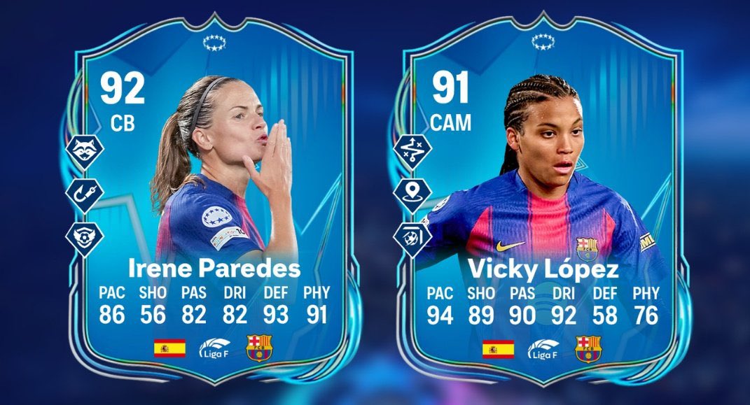 KillerFutCoins's tweet image. INCOMING UPGRADES 🇪🇸

Barcelona females have beaten Bayern females meaning they advance to the finals against Lyon on the 23rd of may 👀

+1 overall ✅️
3PS+ ✅️
Cards are predicted ✅️

If they win the final they'll become 96 rated and 5☆ 5☆ 😍

#FC26 #EAFC26