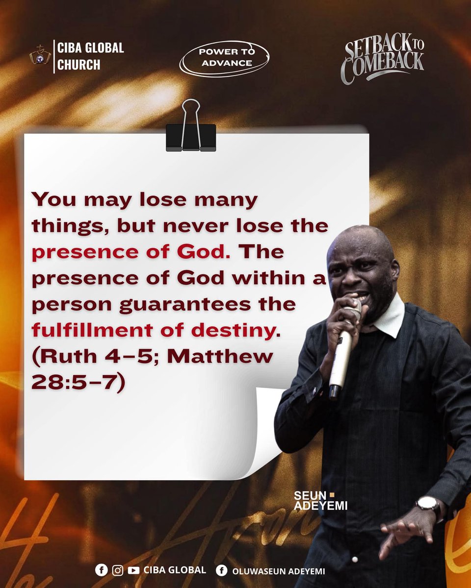 cibaglobal's tweet photo. 🔥Your comeback will speak loudly and announce God’s hand upon your life!
You are shining with proof!
#setbacktocomeback #restorationservice #pstseunadeyemi https://t.co/lREkfFGmZm