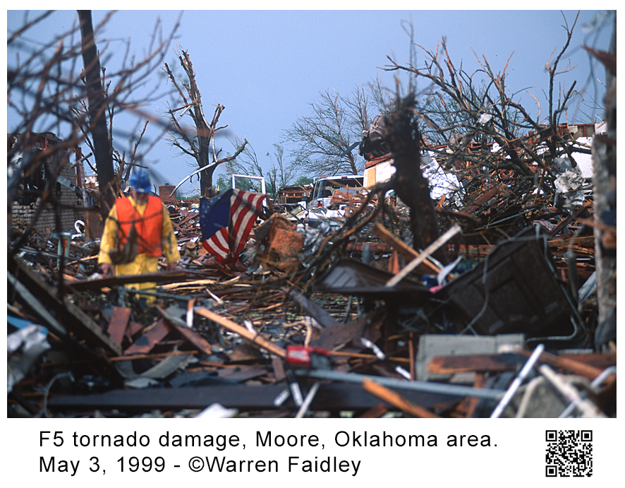 Stormchaser's tweet image. Remembering the tragic F5 tornado that struck the Oklahoma City area on this date 27 years ago. Little did I imagine I would return in 2003 and 2013 to document similar events. RIP.

The 1999 Bridge Creek–Moore tornado was an #F5 #tornado that struck #Moore, #Oklahoma, on May 3,