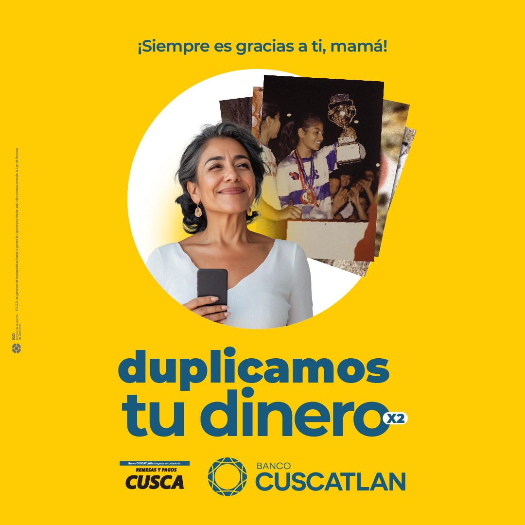 BancoCUSCATLAN_'s tweet photo. Mamá siempre da el doble y en mayo, tu Remesa se duplica si la cobras:
100% digital en tu App CUSCATLAN o Niu App.
O en Centros Remeseros y Agencias CUSCATLAN participantes.
Además, si abres tu CuentaYA y depositas tu Remesa, ¡tienes doble oportunidad!