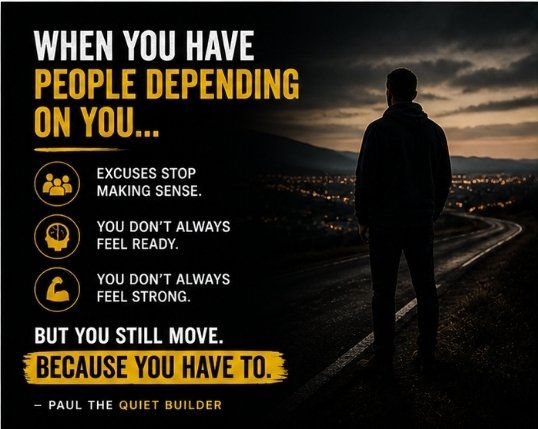 okenyepaul_'s tweet photo. When you have people depending on you…
Excuses stop making sense.
You don’t always feel ready. You don’t always feel strong.
But you still move.
Because you have to.
#RealLifeHustle #QuietBuilders https://t.co/PZ2M8wQIP5