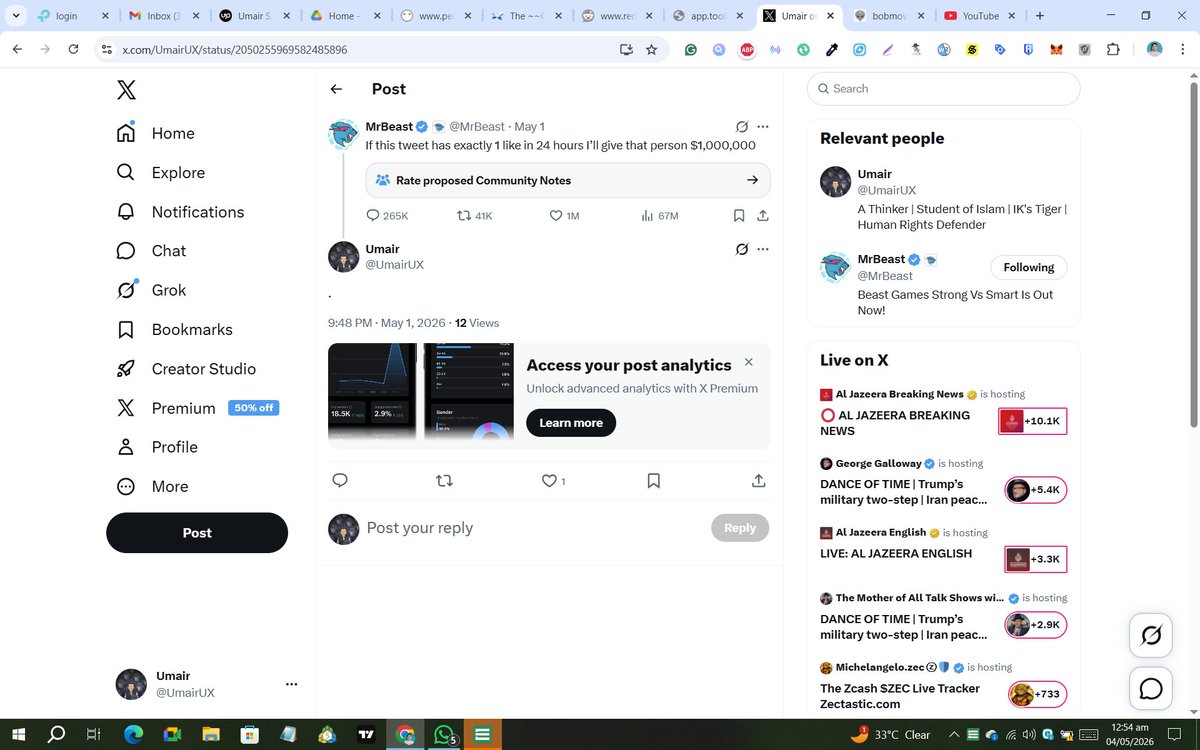 UmairUX's tweet photo. Give me my money Jimmy @MrBeast https://t.co/vSMlydp7Ni