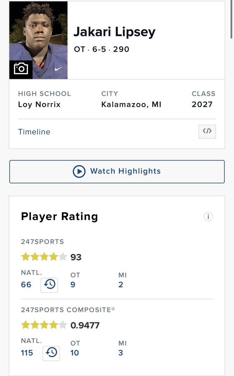 UofMeatChicken's tweet photo. @msuboratisback Lipsey would be the highest rated commit for MSU by a nautical mile https://t.co/V3UxVeycig
