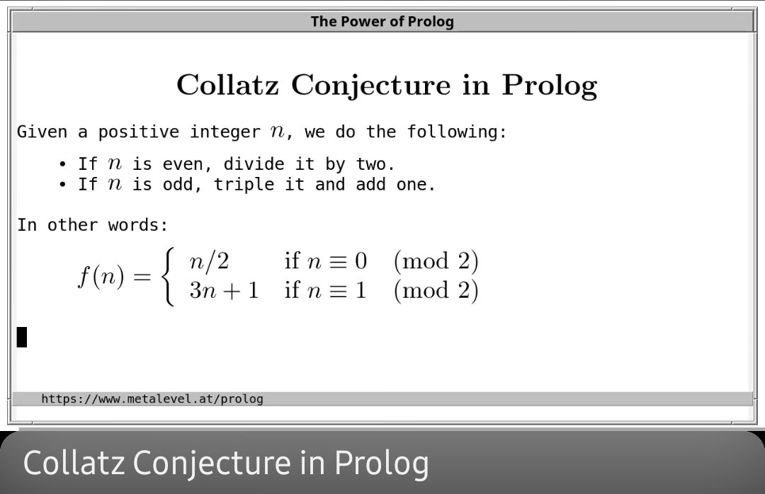 EmreSevinc's tweet image. "Collatz Conjecture in Prolog" #math #logic #programming