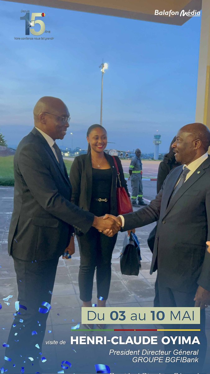 radio_balafon's tweet photo. 📍 Accueil du PDG du Groupe BGFIBank à l’aéroport de Yaoundé - Nsimalen dans le cadre des 15 ans de BGFIBank Cameroun .

Un moment fort qui lance une semaine riche en activités.

👉 Quelques images cet accueil.

@BgfiBankCameroun
#BGFIBank #BalafonMedia #15ans #Cameroun #Yaounde https://t.co/yPGrpV5pHa