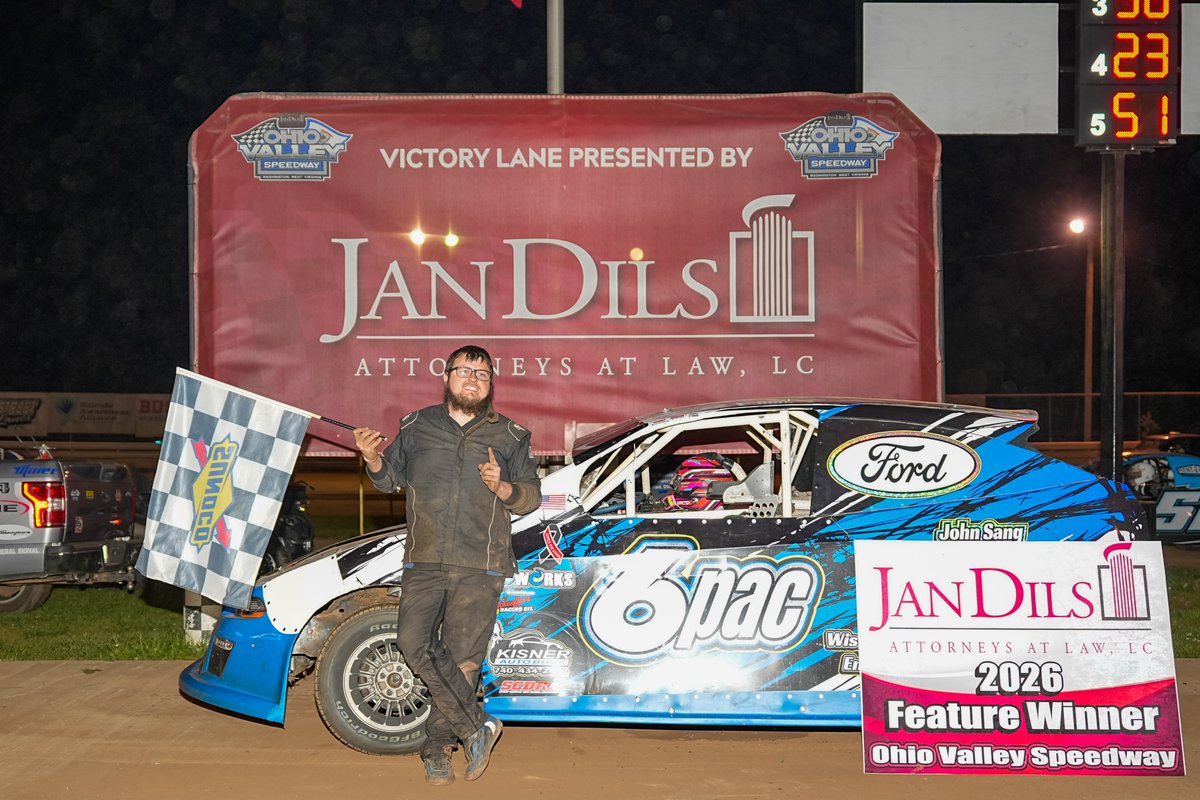 OhioValleySCDRA's tweet photo. Chris Wise charged from fifth to take the $1,000 to win OVSCDRA feature 5/1/26 at Ohio Valley Speedway. The win marks his third career series victory and keeps him perfect in OVSCDRA competition at Ohio Valley Speedway, winning both events the series has held there. https://t.co/YEtsgLnBhh