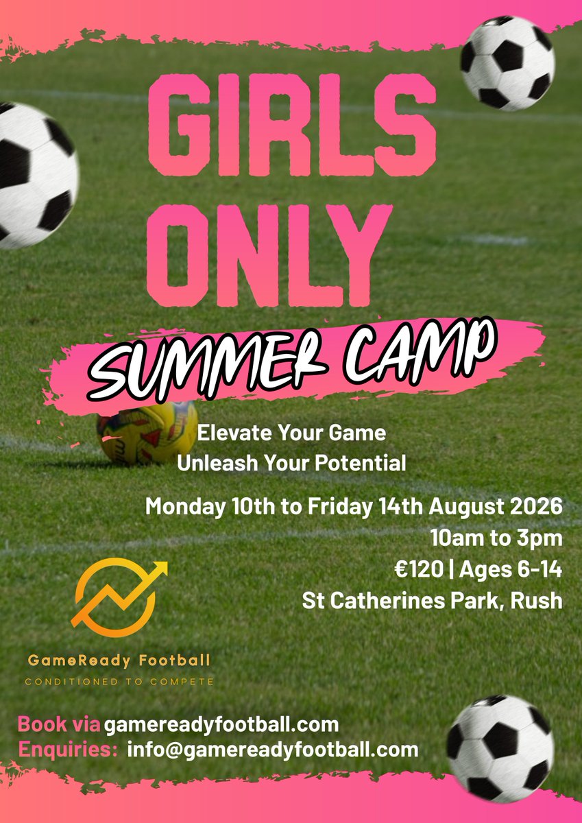 GamereadyF's tweet photo. Serious Skills. Sisterhood Included.
The Best Week of Her Summer is on the Pitch.
Where Every Girl Gets Her Chance to Shine.
Direct Booking Link:-
https://t.co/CJGeGmYKps https://t.co/PHYBen71Kg