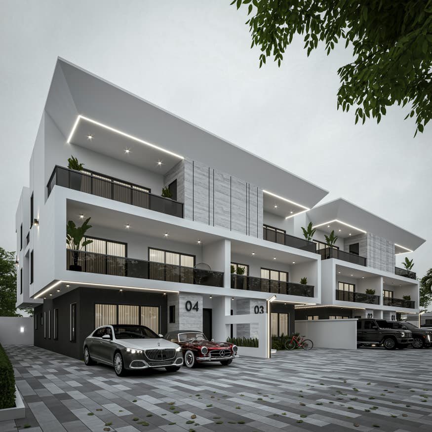 AxisFormdesigns's tweet image. Cullinan 🖤
A bold statement in modern living,this 5-bedroom semi-detached design blends clean lines, luxury finishes, and resort-style outdoor spaces. From the sleek façade to the private pool and recreation areas, every detail is crafted for comfort, elegance. 

#ARCHITECTURE