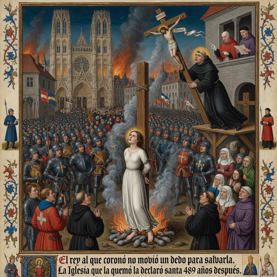 Juana de Arco tenía 19 años cuando la quemaron en la plaza del Mercado Viejo de Rouen el 30 de mayo de 1431, y el rey Carlos VII de Francia, al que ella había coronado dos años antes después de conducir sus ejércitos a una serie de victorias imposibles, no movió un solo dedo para