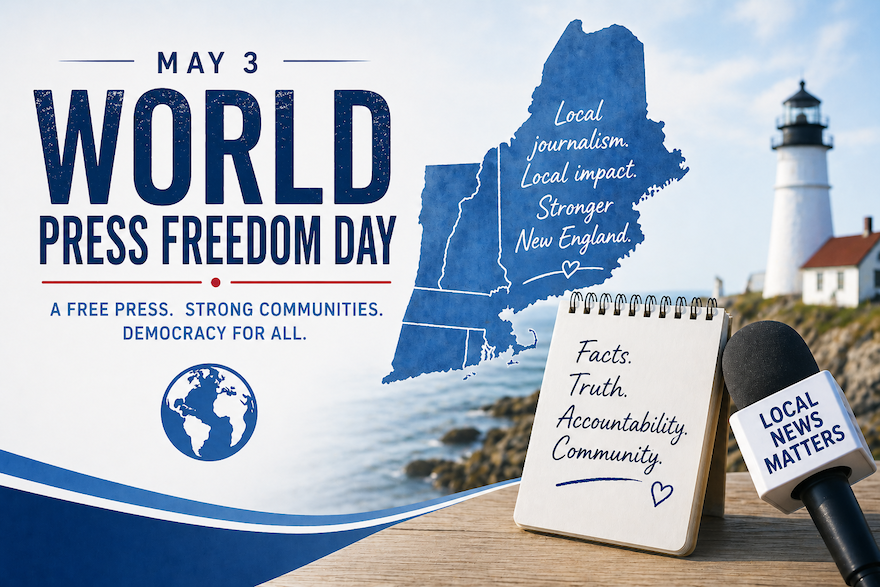 NENPA's tweet photo. May 3 marks World Press Freedom Day, a reminder of the vital role of a free and independent press. We recognize that New England newsrooms face global challenges, from AI to misinformation, while continuing to advocate for access, transparency, and trust. https://t.co/cyc4jja12z https://t.co/rwCPJgF7EV