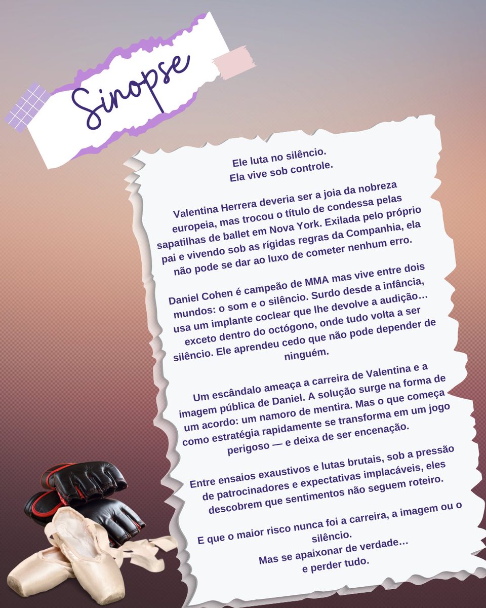 Revelação de Capa e Sinopse📚

O ÚLTIMO ROUND DA BAILARINA
Autora: @autora.cacaumaia
🤝 𝓐𝓾𝓽𝓸𝓻𝓪 𝓹𝓪𝓻𝓬𝓮𝓲𝓻𝓪

Prepare-se para um romance intenso e cheio de contrastes, onde disciplina e caos, silêncio e som, controle e desejo se encontram… 🩰🥊

Dia 07/05 na Amazon