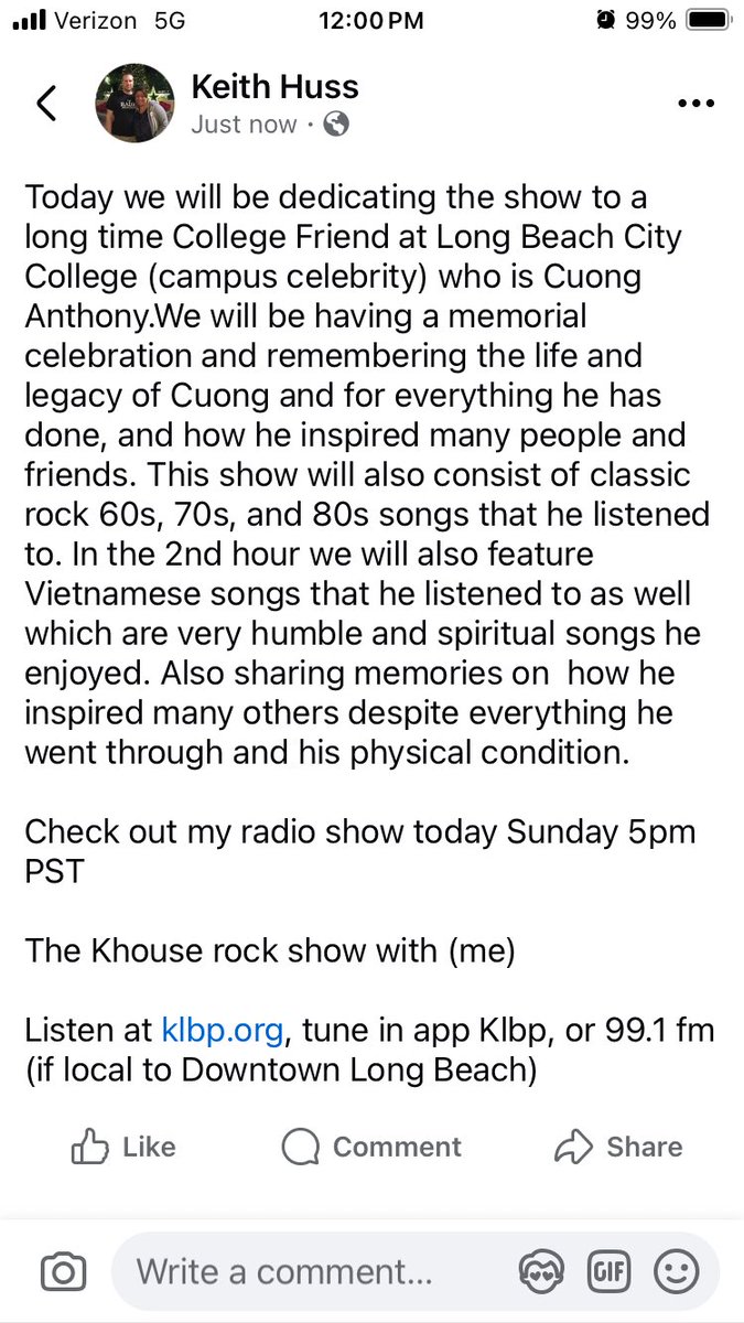 klifnotes's tweet photo. Today we will be dedicating the show to a College Friend Cuong Anthony.This will consist of classic rock 60s,70s,
80s https://t.co/KGGvAVgLzk the 2nd hour feature Vietnamese songs that he listened to.Check out my radio show today Sunday 5pm PST
Listen @klbp.org,Klbp,tune in app https://t.co/SUtiOmE269