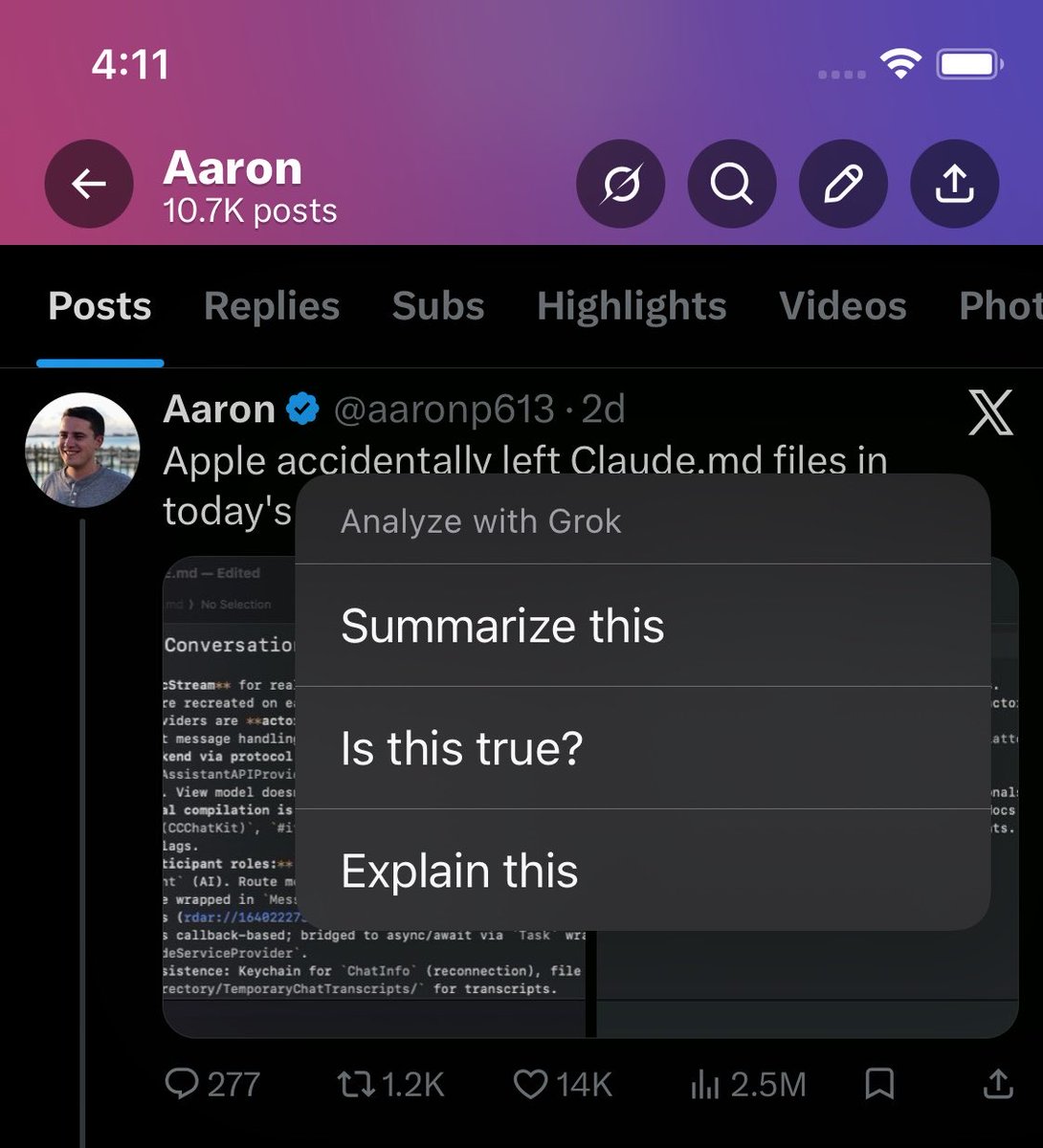 Aaron tweet media