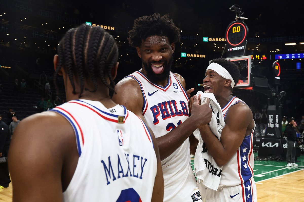 rodperdi's tweet photo. 🏀 Cuantos más datos del #BostonCeltics vs #Philadelphia76ers que leo, más loco me parece la remontada🤯

Pero ha habido un motivo: 

JOEL EMBIID

Promedio de 28pts, 7asists y 9rebotes. 3 victorias de 4 partidos jugados. 

Eso obviamente acompañado de Maxey y Edgecombe https://t.co/lxp0Dp8VGf
