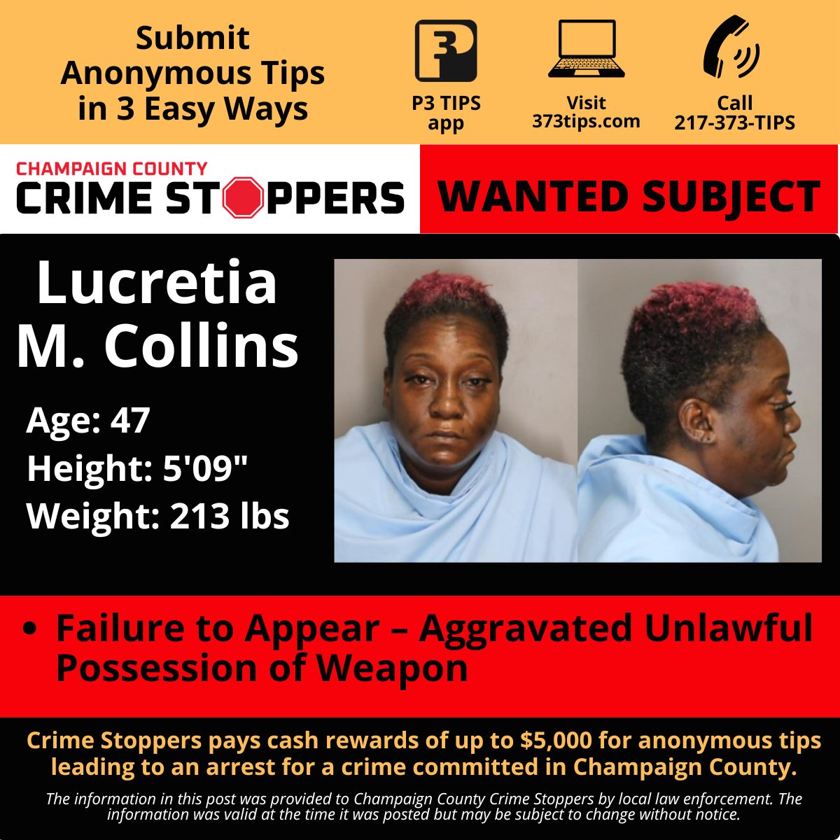 Champaign County Crime Stoppers tweet media