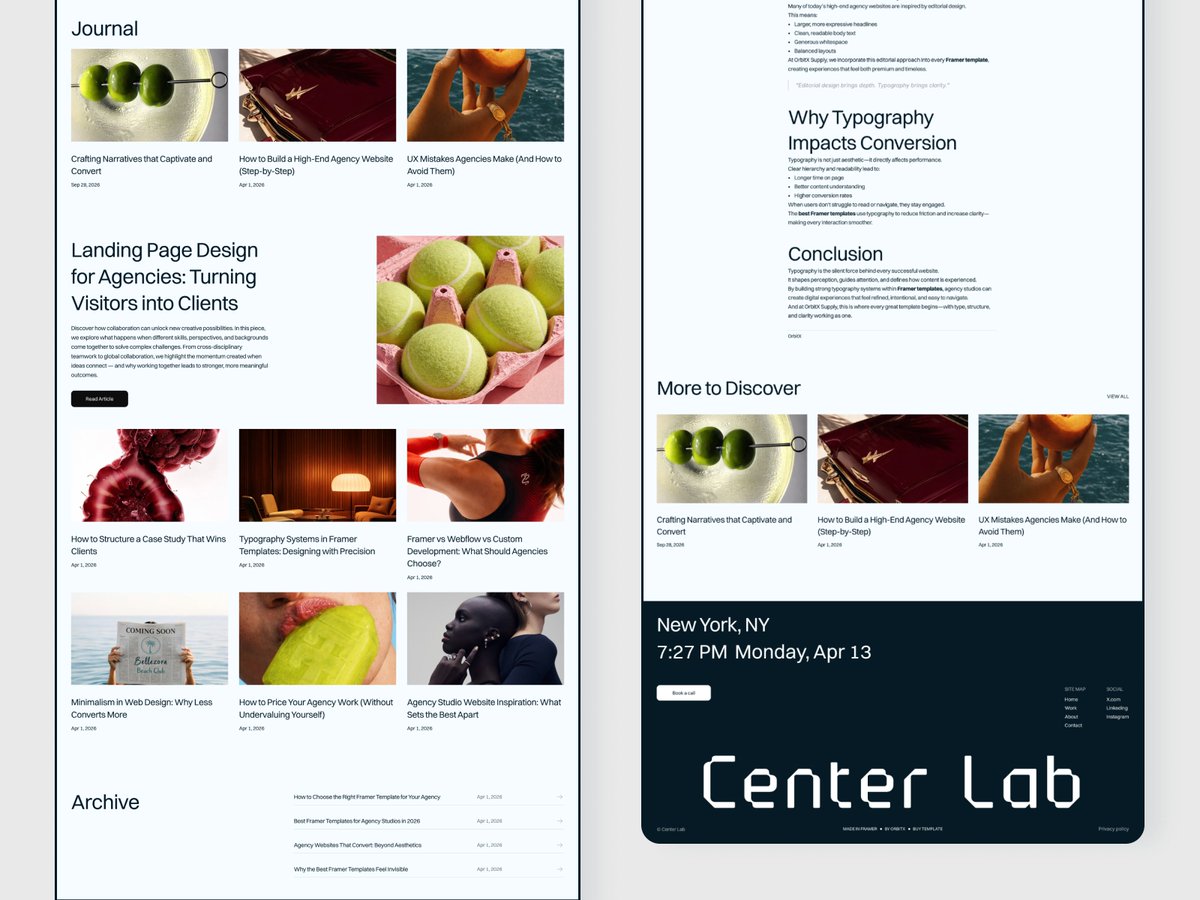 orbitx_supply's tweet photo. CenterLab is now live on the @framer  Marketplace.🥳

A refined, modern template built for studios and creative teams.

Explore it now.
https://t.co/7LPeOgB4qS https://t.co/vzDCIKbeMu