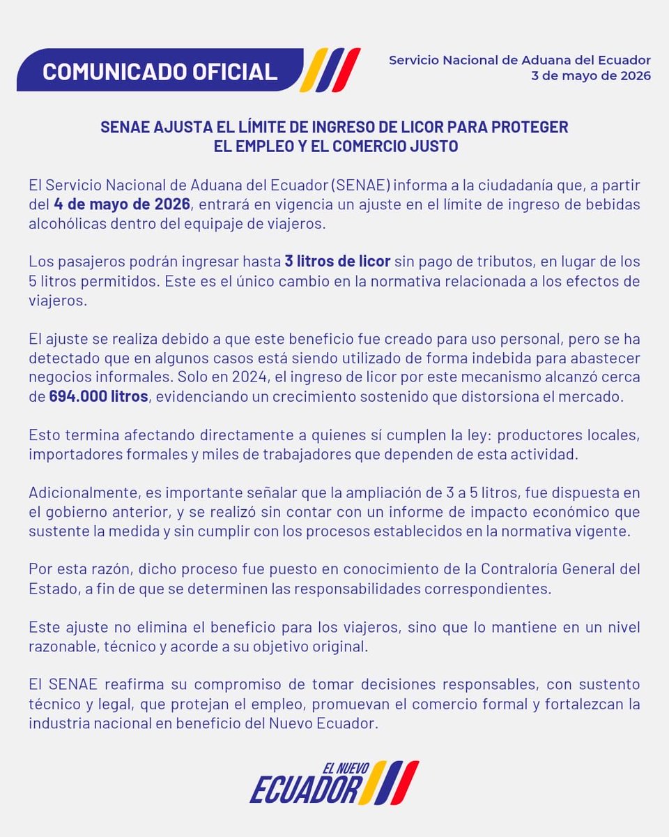Servicio Nacional de Aduana del Ecuador tweet media