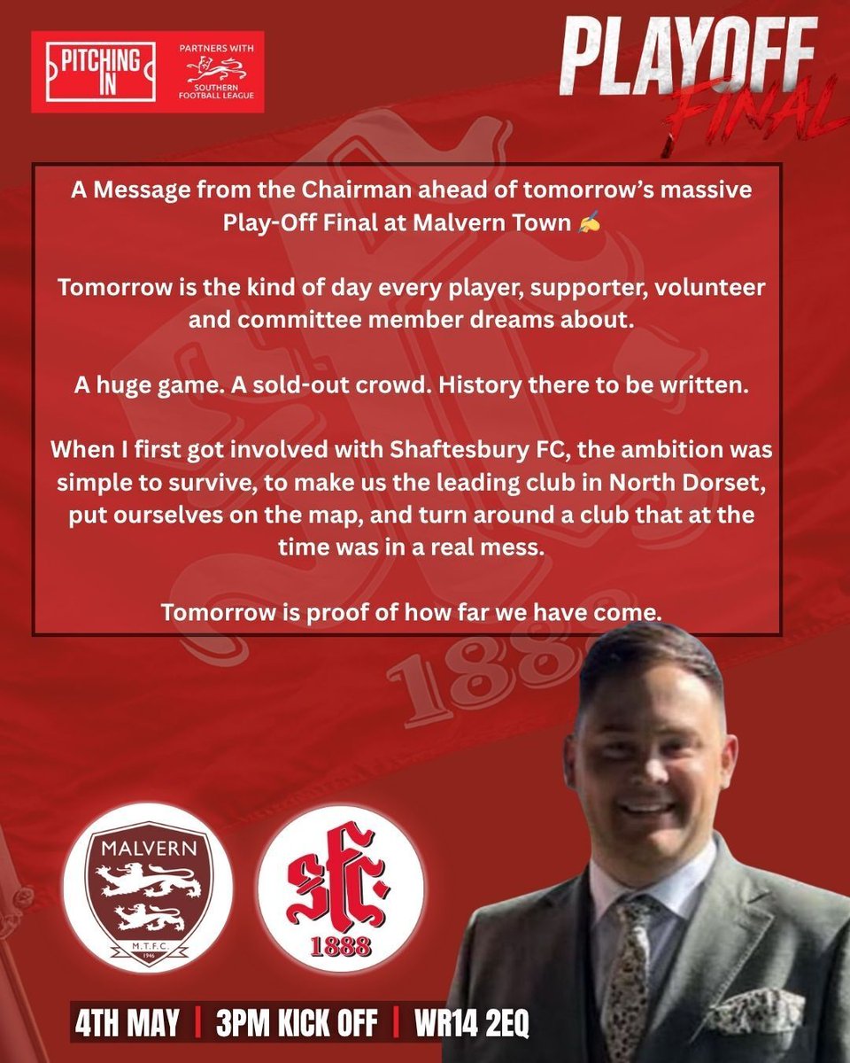 SFC1888's tweet photo. 𝗔 𝗠𝗲𝘀𝘀𝗮𝗴𝗲 𝗳𝗿𝗼𝗺 𝘁𝗵𝗲 𝗖𝗵𝗮𝗶𝗿𝗺𝗮𝗻 𝗮𝗵𝗲𝗮𝗱 𝗼𝗳 𝘁𝗼𝗺𝗼𝗿𝗿𝗼𝘄’𝘀 𝗺𝗮𝘀𝘀𝗶𝘃𝗲 𝗣𝗹𝗮𝘆-𝗢𝗳𝗳 𝗙𝗶𝗻𝗮𝗹 𝗮𝘁 𝗠𝗮𝗹𝘃𝗲𝗿𝗻 𝗧𝗼𝘄𝗻 ✍️

Tomorrow is the kind of day every player, supporter, volunteer and committee member dreams about.

A huge game. A sold-out crowd. History there to be written.

Scroll through the images to read what Steve Coffen has to say ahead of this huge game.

Up The Rockies ❤️🤍