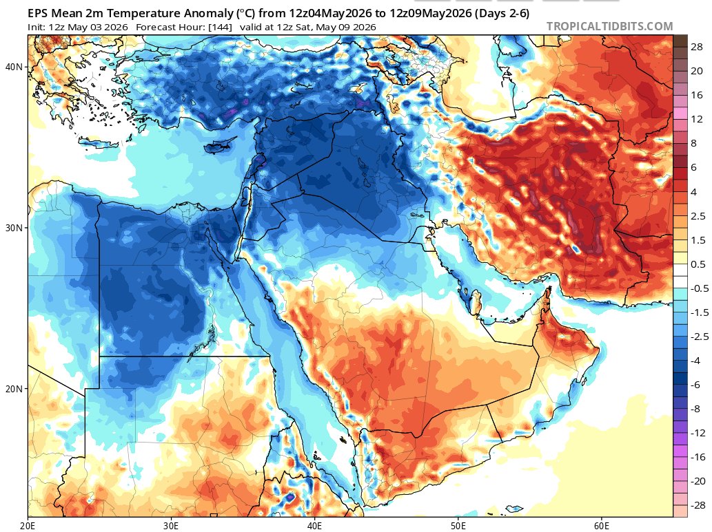 jnmet's tweet image. A cooler pattern will prevail across much of the #MiddleEast this coming week, but remaining warm in southern #SaudiArabia, #Yemen, #Oman, #UAE &amp;amp; central &amp;amp; eastern #Iran.