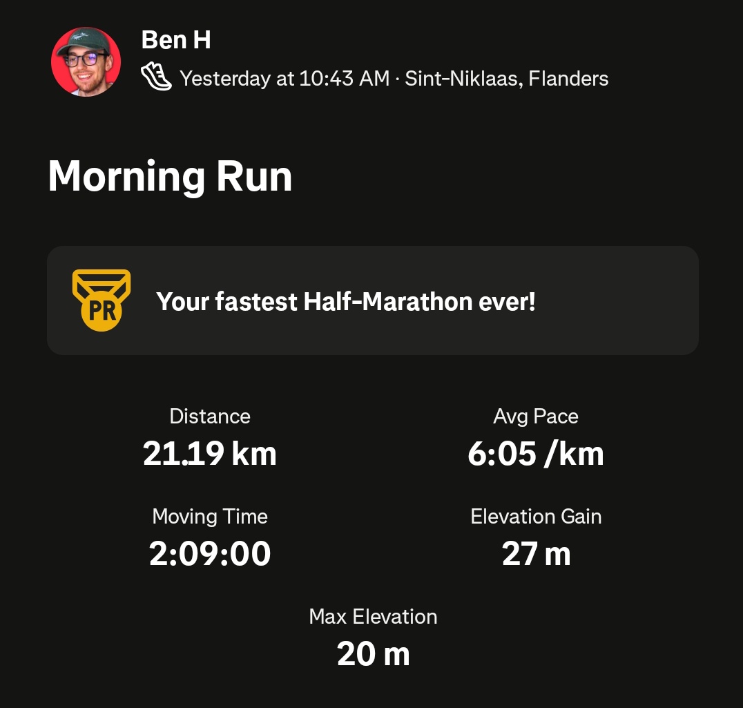 ItsBen321's tweet photo. @hoggisch This was 2h10, i struggled a lot at the end https://t.co/ikAAZSLd9S