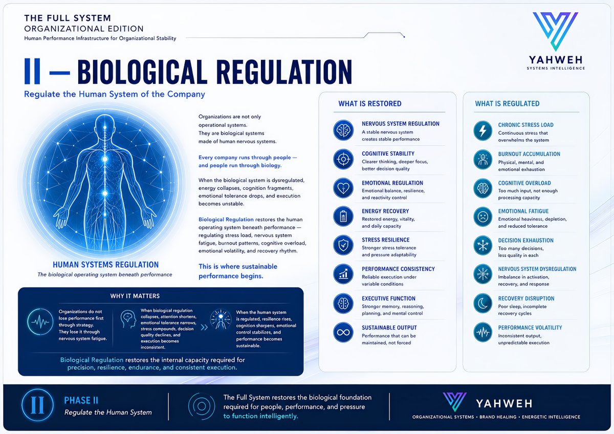 luxaelsintar's tweet photo. Performance is not only operational. It is biological.
Every organization runs through human nervous systems and when people dysregulate, performance follows.

Biological Regulation restores the internal stability required for resilience, clarity, and sustainable execution. https://t.co/B9ynczHyLG