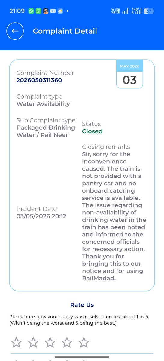 MehraOffice's tweet photo. @RailwaySeva @RailMinIndia @AshwiniVaishnaw the water is the basic level of existence and there needs to be sufficient water arrangements at all stations this sort of negligence that closing the complaint without any actions specially in summers pls look into it. https://t.co/1pV4WkV3jF