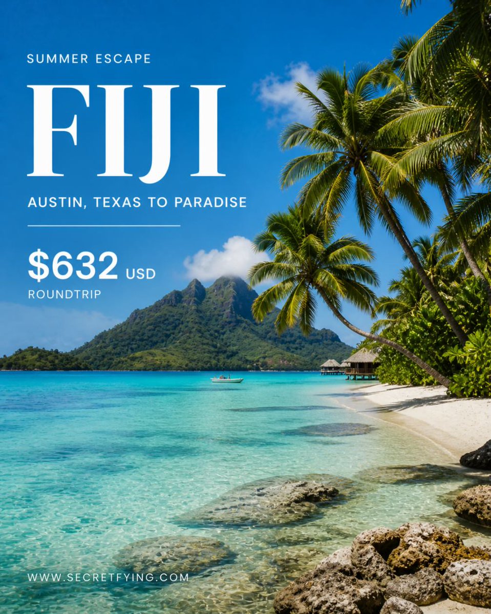 SecretFlying's tweet image. SUMMER: #Austin, Texas to Fiji for only $632 roundtrip with American Airlines &amp;amp; Fiji Airways #Travel

secretflying.com/posts/austin-t…