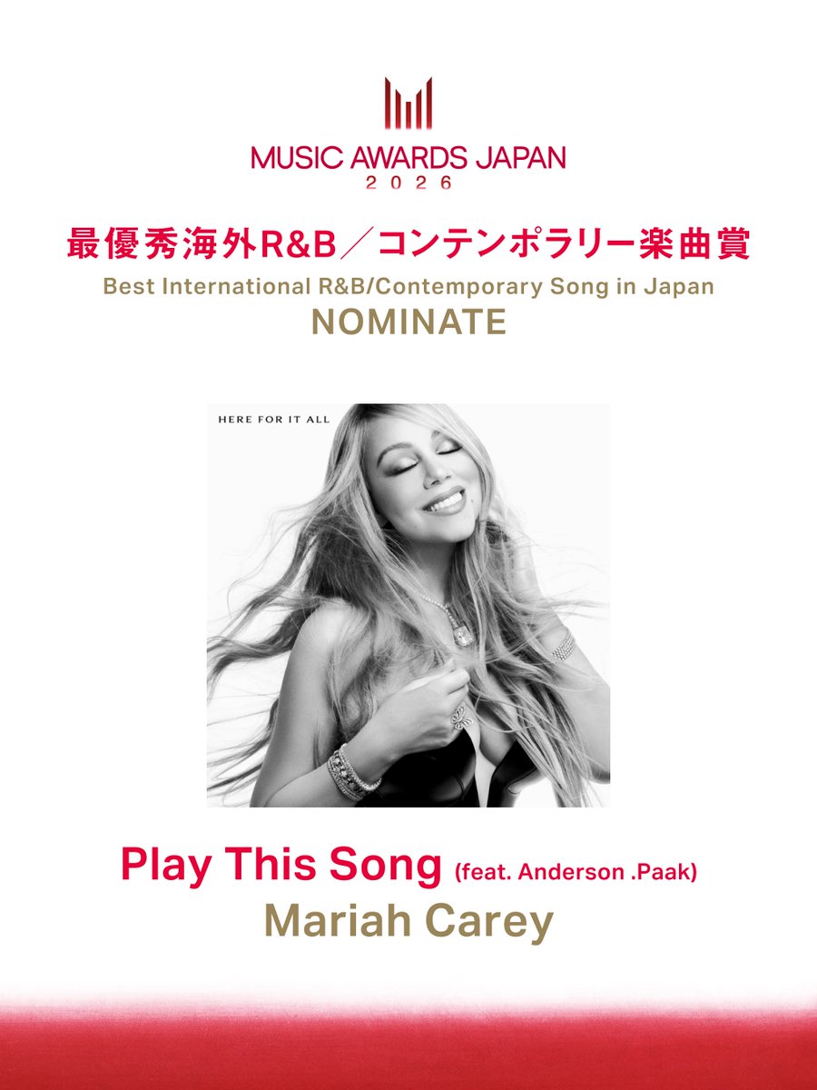 ˏ🏆 Mariah Carey 🏆ˎˊ˗ MUSIC AWARDS JAPAN 2026 @MAJ_CEIPA 最優秀