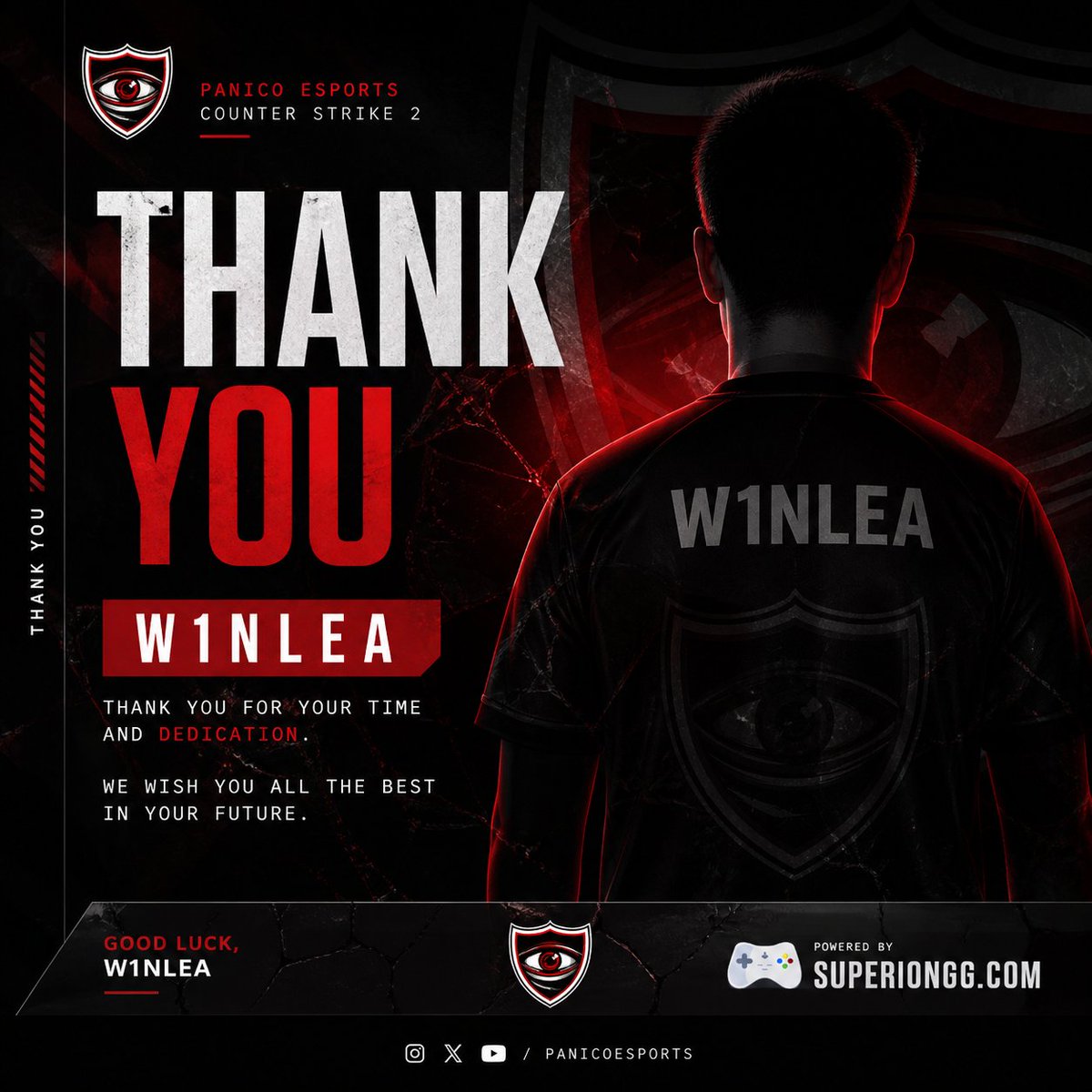 Panico_eSports's tweet photo. #RosterUpdate 🫂

Our mini-goat is leaving!

Thank you for all your efforts, @W1nlea ❤️

#CS #CS2 #CounterStrike #CounterStrike2 #ThankYou #eSports #FPS #Gaming #PanicoeSports #GOAT #GG https://t.co/V4PN97bdFr