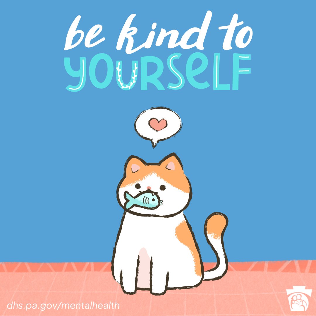 PAHumanServices's tweet photo. It's #MentalHealthAwarenessMonth! What makes *you* happy? Be kind to yourself and make time for you. 

And remember - you are not alone. If you find yourself in crisis — or just need to talk to someone — call or text 988, any time of day or night. 
 
https://t.co/TeTZhie11c https://t.co/axKRSk8diJ