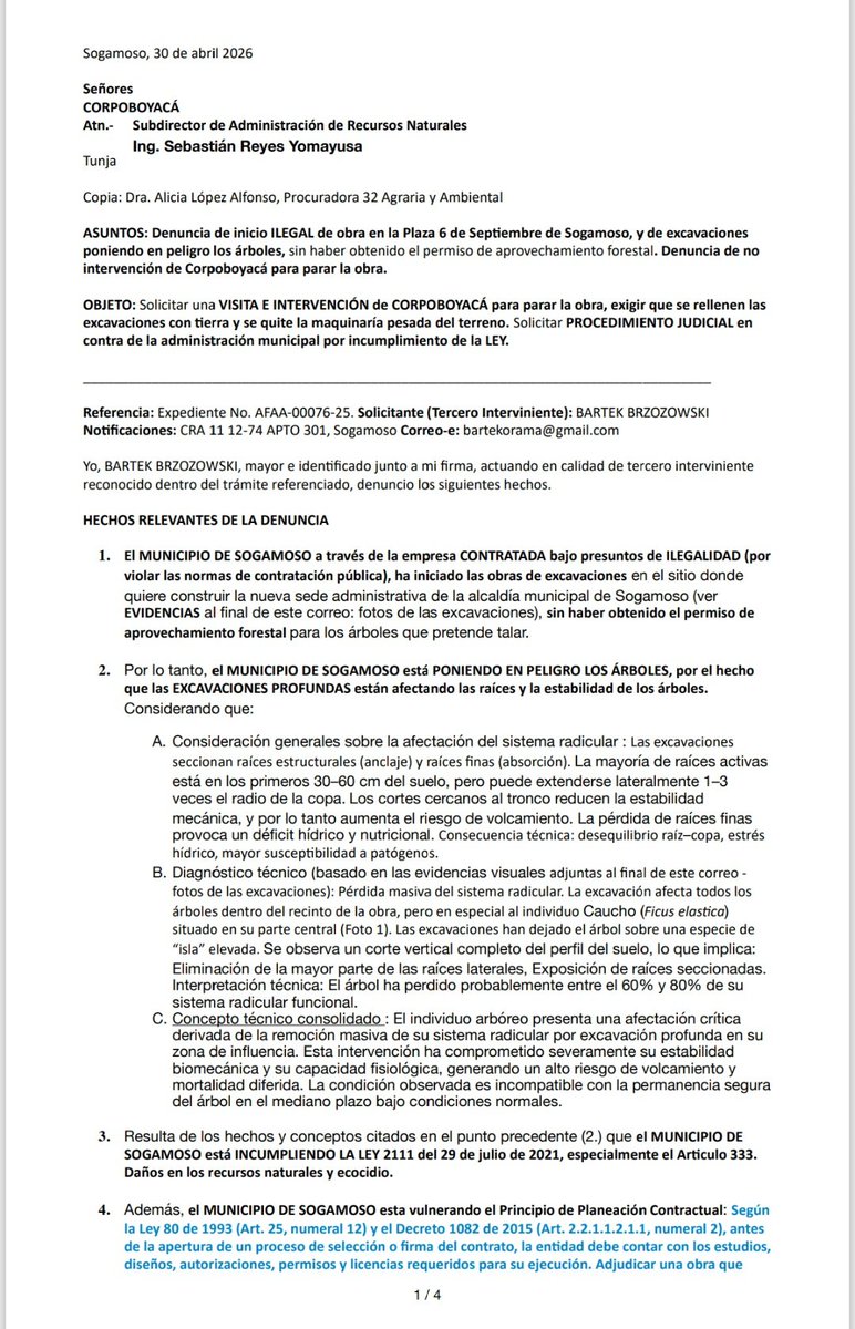 CHIGUROINQUISI1's tweet photo. Increible. Que tiene que decir @Corpoboyaca ?
O sea que se dañan los arboles dañando su raices aun no habiendo permiso expedido?
A esa conducta no le aplica un sancion ambiental @MinAmbienteCo
@CaracolRadioTun @mochacalib31876 @vivesugamuxi https://t.co/yqVm1yQQKq